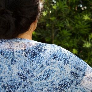 Polo Ralph Lauren Blue Patterned Silk Scarf New Without Tags